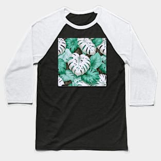 Pastel Monstera Tropical Leaves Baseball T-Shirt